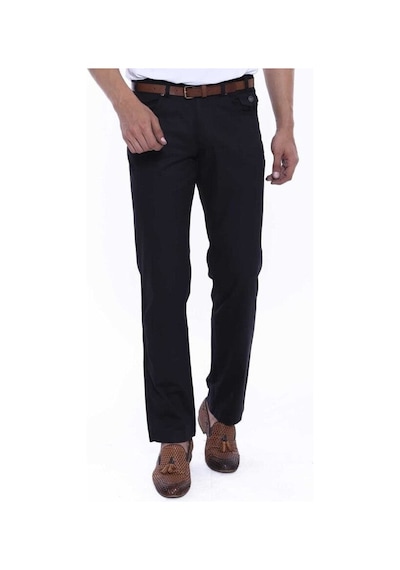 Süet Kapaklı Cepli Desensiz Siyah Erkek Pantolon - Wessi Siyah