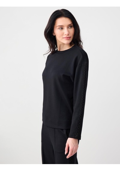 Jimmy Key Jimmy Key Siyah Rahat Kesim Bisiklet Yaka Örme Modal Sweatshirt 6sw235632900