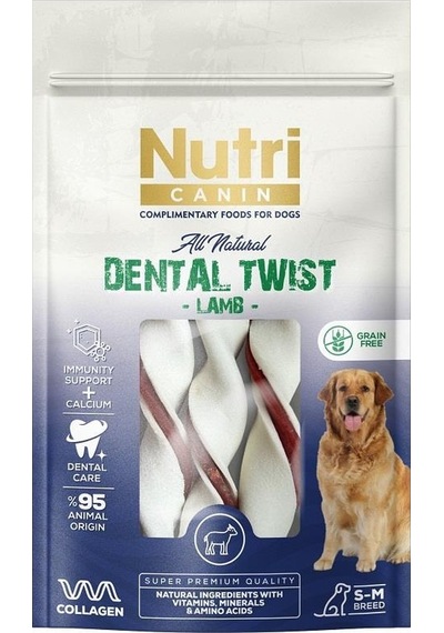 Nutri Canin Dental Twist Kuzulu Yetişkin Köpek Ödülü S-M 80 G