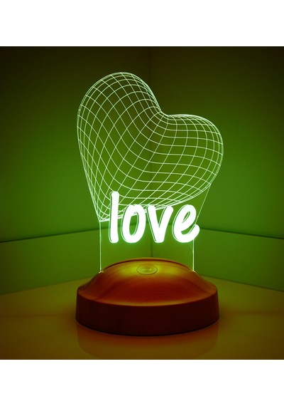 3D Led Lamba 3 Boyutlu 14 Şubat Love Özel Hediye Gecelambası Çok Renkli