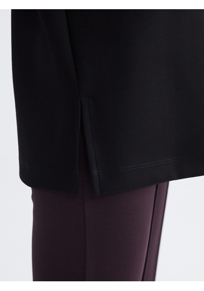 Lcw Everyday Siyah Bisiklet Yaka Baskılı Oversize Kadın Tunik