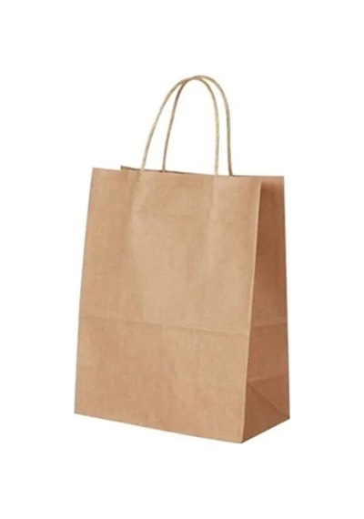 Büküm Saplı Kraft Kağıt Çanta Karton Hediyelik Poşet Torba Sarı 25'li 18 x 24 CM