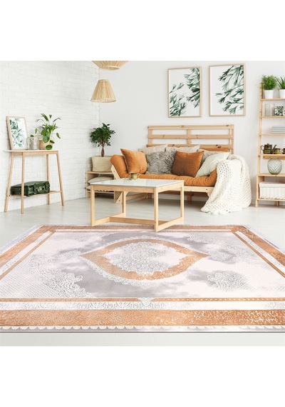Çam Halı Crea Plus Galaxy Blossom 13416 Gri Taba Eskitme Klasik Desenli Makine Halısı