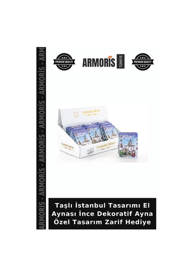 Taşlı İstanbul Tasarımı El Aynası İnce Dekoratif Ayna Özel Tasarım Zarif Hediye Çok Renkli