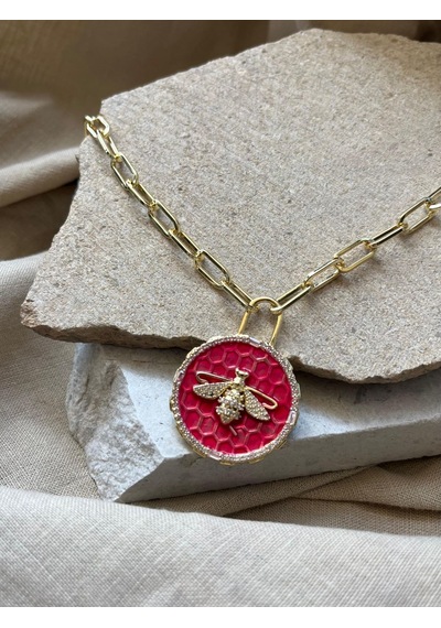 Pembe Arı Uçlu Kolye Çok Renkli