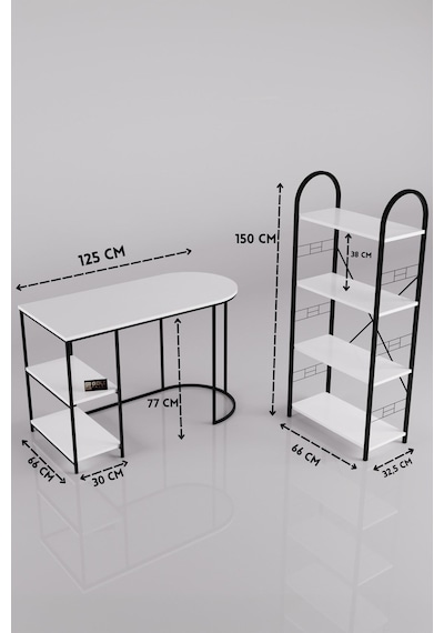 Reyo Falez Çalışma Masası Ve Kitaplık Seti Metal Ayaklı,minimalist Tasarım,geniş Masa Alanı,çok Raflı Beyaz Reyo Falez Çalışma Masası Ve Kitaplık Seti Metal Ayaklı,minimalist Tasarım,geniş Masa Alanı,çok Raflı Beyaz