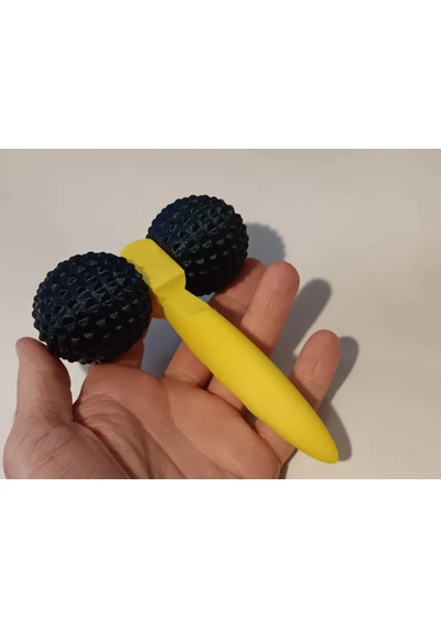 Gees Global 3d Baskı Çift Toplu Masaj Aleti Dikenli Toplu Ergonomik Saplı Kol Ve Bacak Masaj Aparatı Sarı Siyah Gbzs