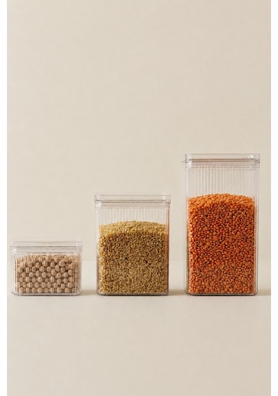 3'lu Etiketli Vakumlu Kavanoz Seti Tea,coffee,sugar 1x2,7lt-1x1,6lt-1x900ml Beyaz