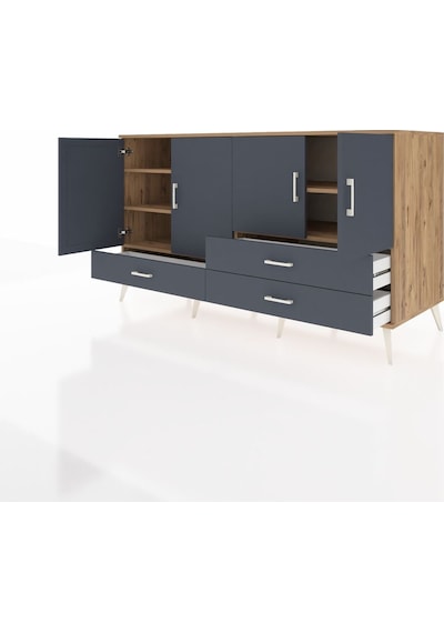 Kronos Konsol 5 Raflı 3 Çekmeceli 4 Kapaklı 176x59x99 Çam-antrasi Çam-antrasit
