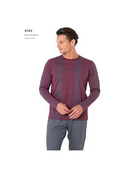 Pierre Cardin 6105 Erkek Uzun Kollu Bisiklet Yaka Pijama Takımı-bordo Bordo