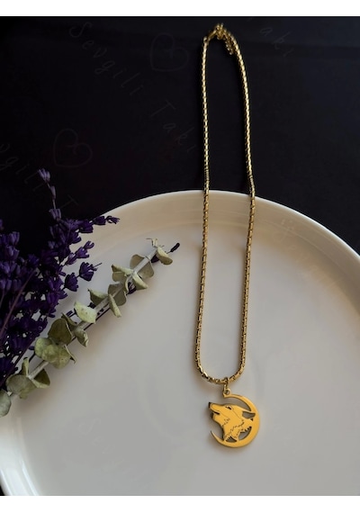 Sevgili Takı Kurt Başlı Kobra Zincirli Gold Çelik Kolye Kudret Serisi