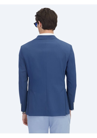 İndigo Desenli Modern Fit Ceket İndigo