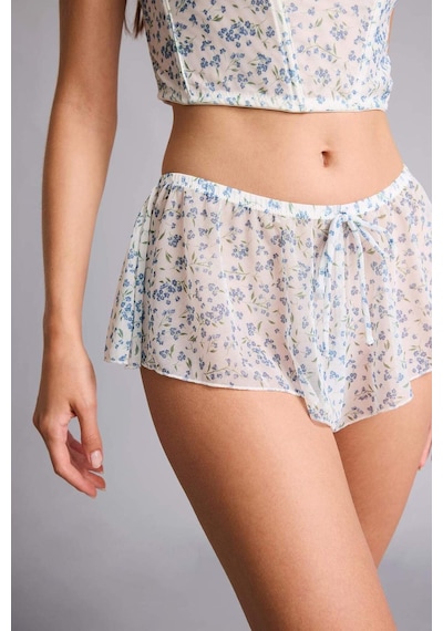 Defacto Çiçekli Açık Mavi Şort Pijama Alt H7587ax26spbe216 Mavi-be216