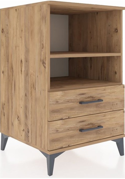Kronos Komodin 2 Raflı 2 Çekmeceli 60x59x96 Çam-çam Çam