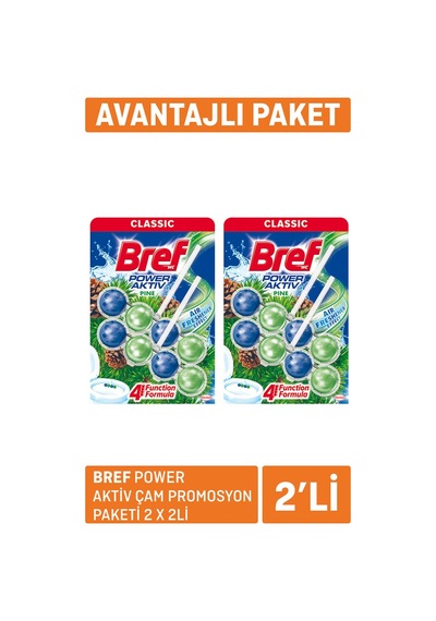 Bref Power Aktif Wc Blok Çam Pro Paketi 2 X 100 G - 3 Adet Tarı