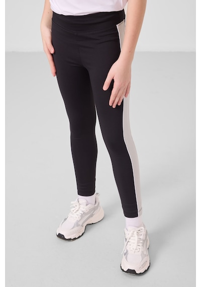 Tommylife Beyaz-siyah O Yaka Yan Şerit Detaylı Standart Fit Performans Kız Çocuk Tayt Takım - 75191 Beyaz - Siyah