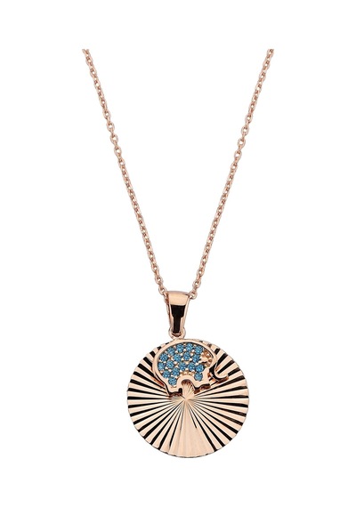 925 Ayar Gümüş Rose Fil Figürlü Kolye - 23181201 Rose Gold