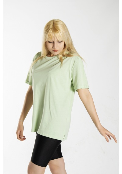 Kadın Yeşil Basic Bisiklet Yaka Oversize Pamuklu T-shirt Yeşil Kadın Yeşil Basic Bisiklet Yaka Oversize Pamuklu T-shirt Yeşil