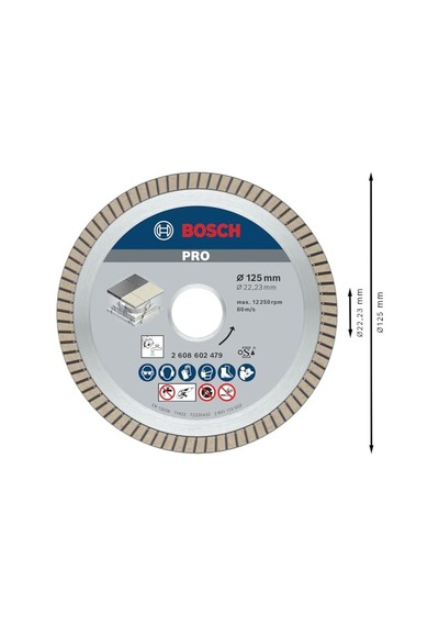Professional Accessories Elmas Kesme Diski, Best For Ceramic Extra-clean Turbo Seramik, 125 X 22,23 Mm, Açılı Taşla