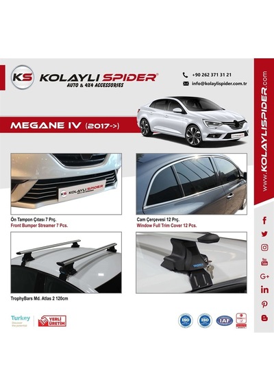 Renault Megane 4 Sd Bagaj Alt Çıta Krom 2017 ve   Sonrası