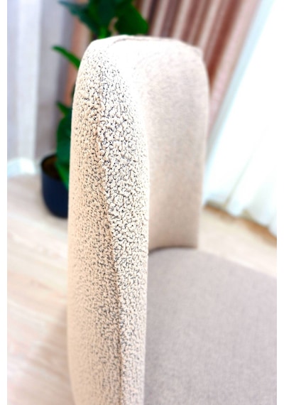 Mutfak Sandalye Kılıfı-büyük Oval Likral Kum Desen Yıkanabilir Lastikli Sandalye Örtüsü Chair Cover Vizon