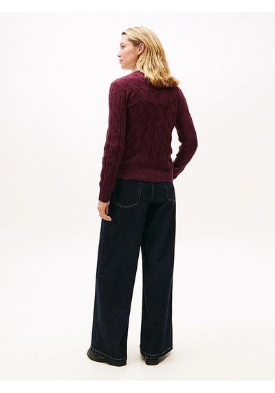 Tommy Hilfiger Soft Wool Cable C-nk Ls Swt Kadın Kırmızı Kazak - Ww0ww43586 Kırmızı