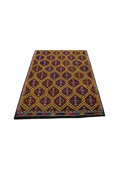 Kilim Antik El Dokuması Yün Anadolu Çumra Yörük Cecim Kilimi 0052 - Yeni - Çok Renkli