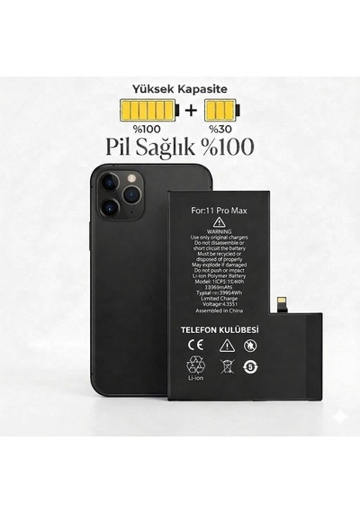 Apple iPhone 11 Pro Max Uyumlu Batarya Pil Güçlendirilmiş + Tamir Seti