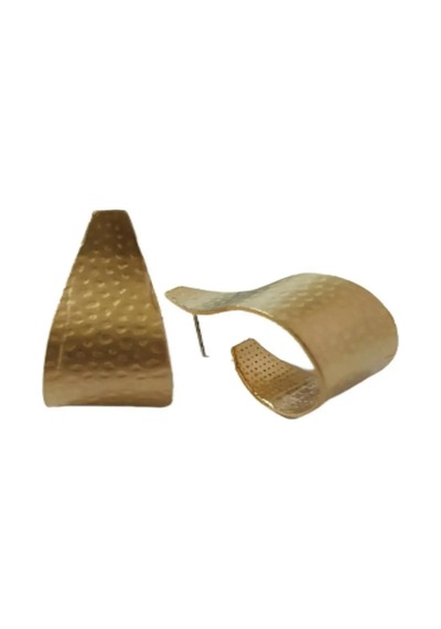 Çelik ve Antik Noktalı Küpe Gold Sarı