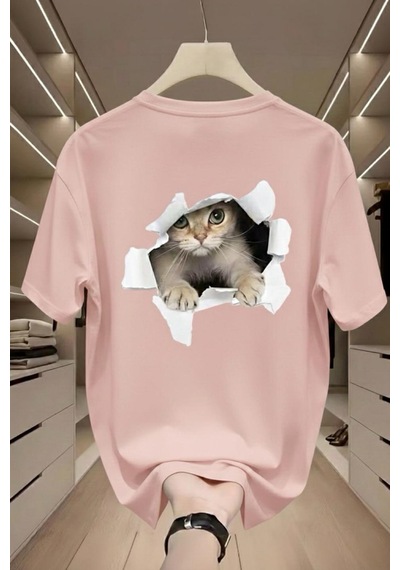 Catys 2026 Oversize Unisex Kadın Tshirt Pembe
