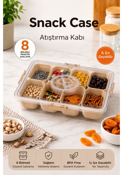 Bölmeli Atıştırma Kabı Kahvaltılık Çok Amaçlı Organizer Bej - 865604196 Bej