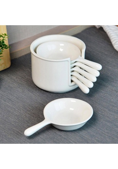 Paçii Ella 6'lı Yuvarlak Porselen Sosluk - Beyaz - 8 Cm Renkli