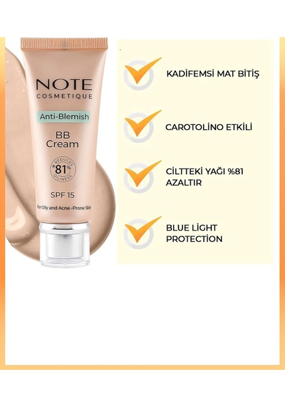 Cosmetics Anti-blemish Bb Cream 02 Light Cream Spf 15 Akneye Yatkın Ciltler Bb Krem Belirtilmemiş