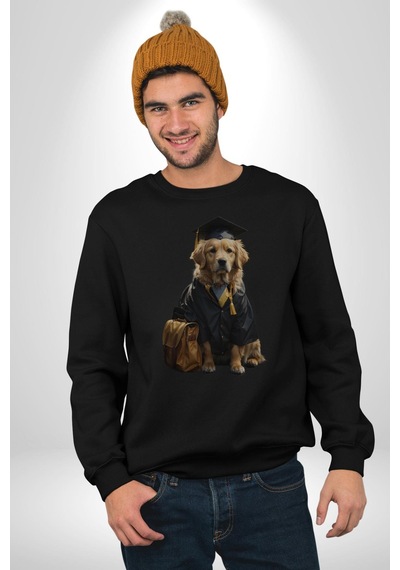 Okula Giden Öğrenci Golden Unisex Siyah Baskılı Sweatshirt Siyah