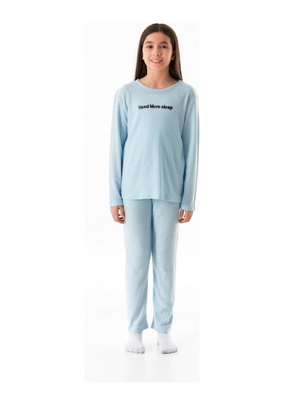Need More Slep Baskılı Kız Çocuk Pijama Takımı 25kcck726126245-açık Mavi Açık Mavi
