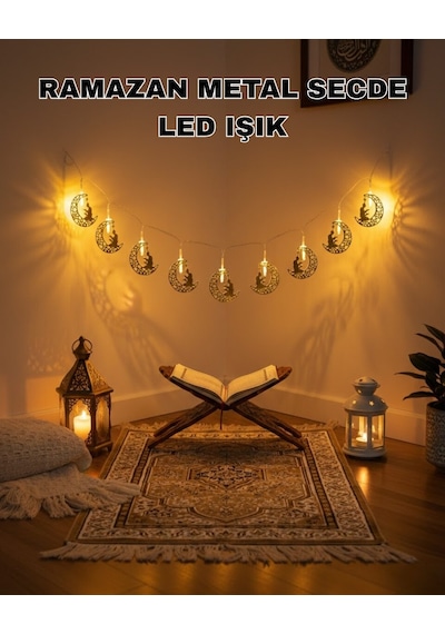 Ay Ve Secde Tasarımlı Sıcak Beyaz Led Ramazan Işığı Renkli 12121772