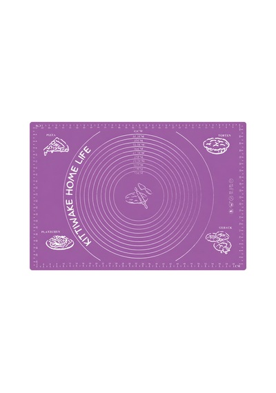 Mor Silikon Hamur Açma Matı 45x65 Cm + Siyah Silikon Merdane 42 Cm Kaymaz Yapışmaz Hamur Seti