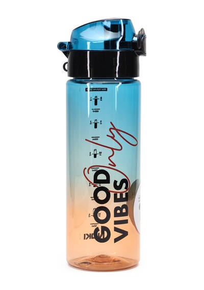 Su Matarası Tritan Geniş Ağız Su Şişesi Good Vibes Spor Matarası Suluğu Bpasız 550 Ml Mavi 0100