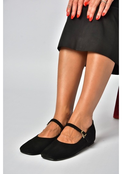 Fox Shoes Z250800002 Siyah Süet Günlük Kadın Ayakkabı