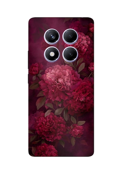 Redmi Note 14 Pro Plus Uyumlu Vişne Renk Vintage Çiçek Desenli Baskılı Silikon Kılıf