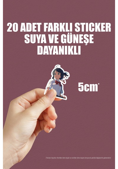 Kimi No Na Wa Your Name Sticker Anime Paketi 20 Adet Çok Renkli