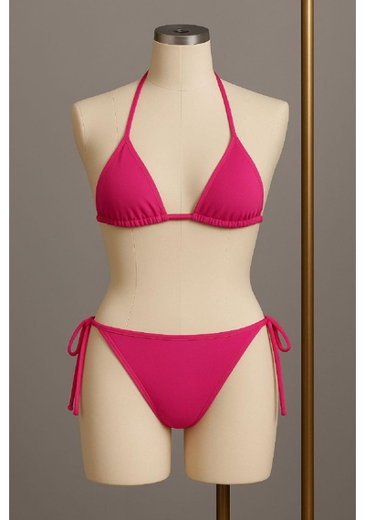 Moda Dua Kadın Fuşya Yandan Bağlamalı Bikini Mayo Takımı