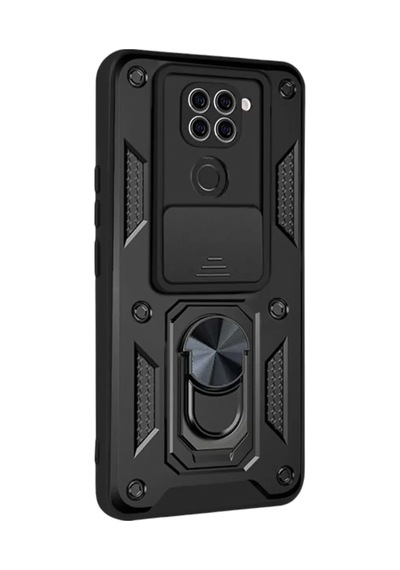 Newface Xiaomi Redmi Note 9 4g Kılıf Pars Lens Yüzüklü Silikon - Siyah