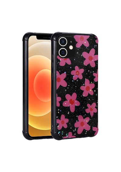 Apple Uyumlu iPhone 11 Uyumlu Simli Desenli Kamera Korumalı Parlak Zore Popy Kılıf-çiçek Çiçek -