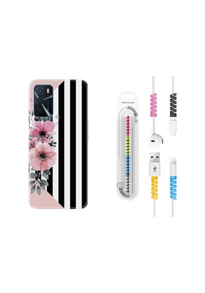 Oppo A16 Kılıf Kablo Koruyuculu Flowers 4 1390