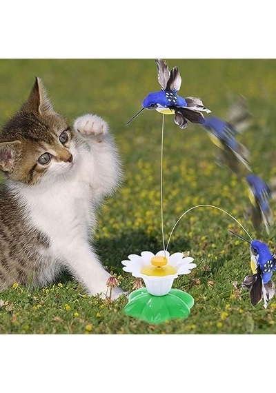 Sogud İnteraktif Kedi Oyuncağı 360 Dönen Sensörlü Elektrikli Kuş Otomatik Hareketli Tüylü Av Oyuncağı, Zıplayan Kovalamaca Egzersiz Ve Zihinsel Uyarım Oyuncak Sistemi