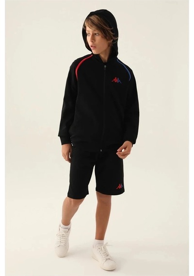Kappa Erkek Çocuk Fullzıp Sweatshırt - Siyah Siyah
