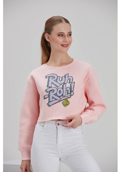 Meecy Kadın Pembe Baskılı Sweatshirt Pembe Pembe