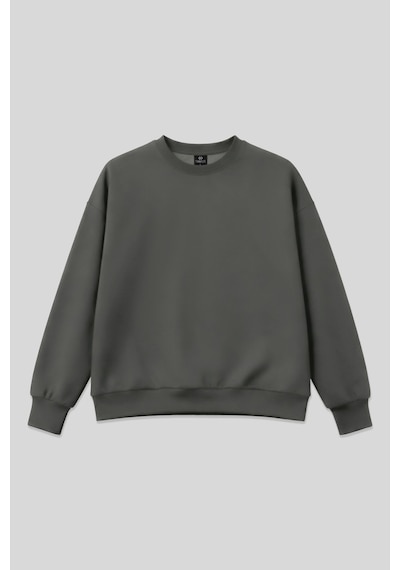 Haki Basic O Yaka Oversize Kadın Sweatshirt - 97053 Haki