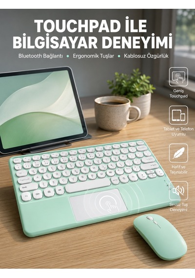 Profesyonel Wifi Q Klavye Bluetooth Klavye Touchpad 10.8 Inç Yeni Nesil 37782201
